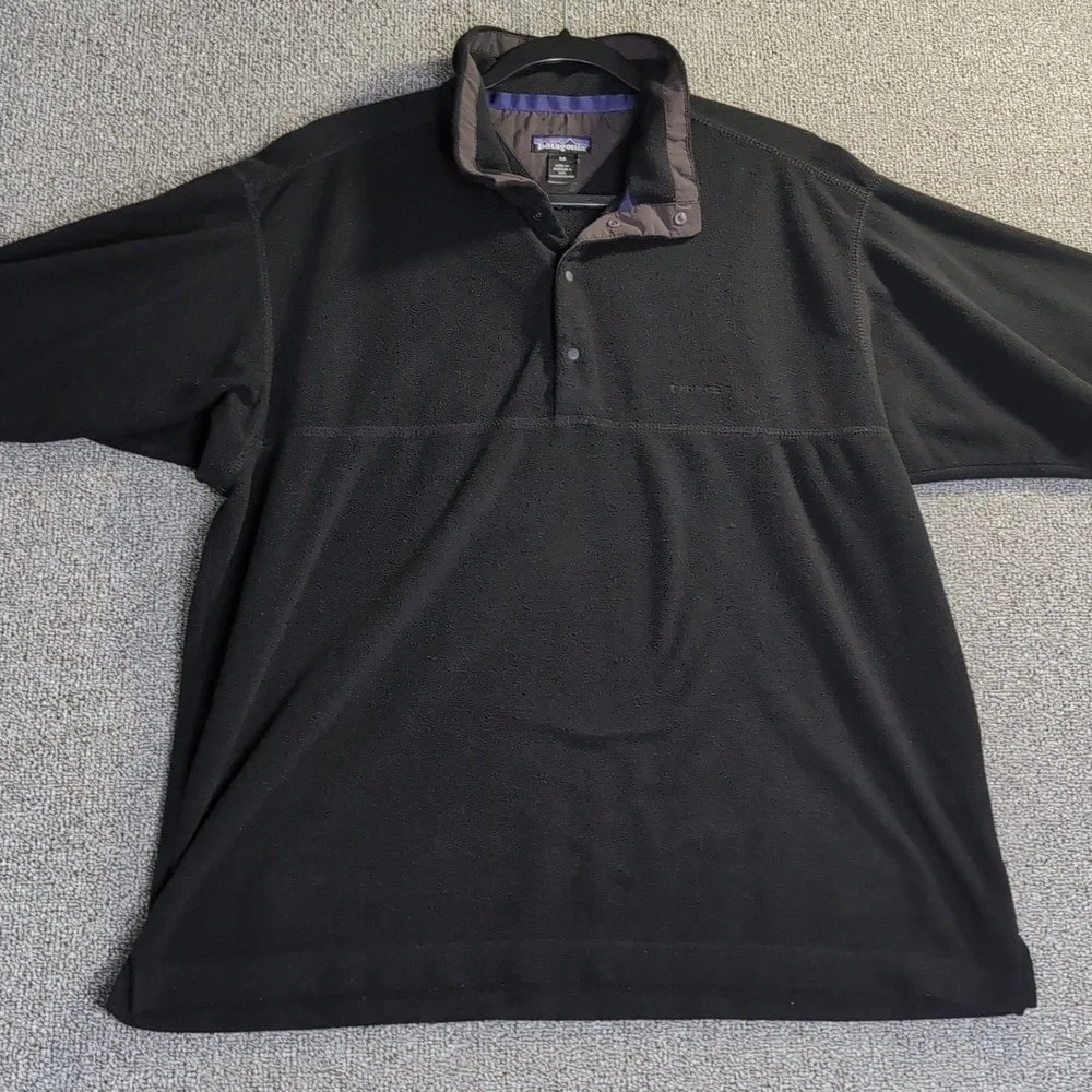 VTG 90s PATAGONIA 1/4 Snap T Fleece Pullover Jacket 52401 Black USA Made Medium - Picture 5 of 11